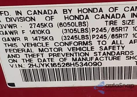 2006 Honda Ridgeline Rtl from USA, damaged, VIN 2HJYK16526H534090